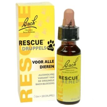 Bach Rescue Remedy for Pets, alcohol-free, stress relief drops, 10ml bottle.